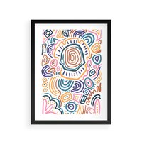 Plakat w ramie 40x50 - Strukturalne Odbicia Boho - kolorowe etniczne wzory, tęczowe żywe kolory - rama czarna