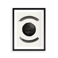 Plakat w ramie 40x50 - Bezczasowe Echo - abstrakcyjne plamy okręgi, akwarelowe - rama czarna