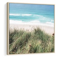 Obraz w ramie 80x80 - Harmonia Natury - widok z wydm, wydmy porośnięte trawami - rama drewno