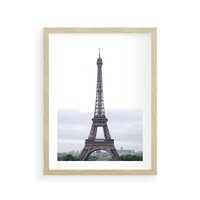 Plakat w ramie 40x50 - Eiffla w mglistym świetle - Eiffla, Paryż - rama drewno