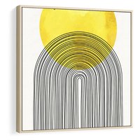 Obraz w ramie 50x50 - Słoneczne Odbicia - geometria, żółte koło - rama drewno