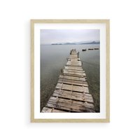 Plakat w ramie 40x50 - Jeziorne Refleksje - pomost, jezioro - rama drewno