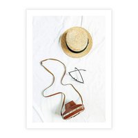 Plakat bez ramy 40x50 - Artystyczna Dusza - boho kompozycja, kapelusz słomkowy