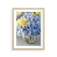 Plakat w ramie 40x50 - Różany Bukiet - bukiet, kwiaty - rama drewno