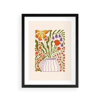 Plakat w ramie 30x40 - Świeżość Kwiatów - kwiaty w wazonie, minimalistyczna kompozycja - rama czarna