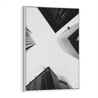 Obraz w ramie 80x120 - Nowoczesna Dynamika - perspektywa, wieżowce - rama biała