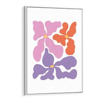 Obraz w ramie 50x70 - Bezgraniczne Wibracje - abstrakcyjne kolorowe kwiaty, minimlizm - rama biała