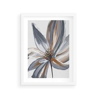 Plakat w ramie 30x40 - Olejne kwiaty - wyraz emocji - kwiaty, malowane - rama biała