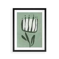 Plakat w ramie 30x40 - Objęcia Zieleni - zielona abstrakcja, zgaszona zieleń - rama czarna