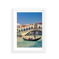 Plakat w ramie 30x40 - Romantyczna przejażdżka gondolą w Wenecji - Wenecja, gondola - rama biała
