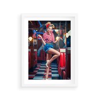 Plakat w ramie 40x50 - Czas Wstecz - retro, restauracja - rama biała