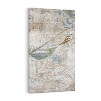 Obraz na płótnie 80x120 - Betonowe Wspomnienia Liści - odciski w betonie, odbitki