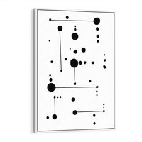 Obraz w ramie 50x70 - Nocne Zawirowania - abstrakcyjny plakat, czarne kropki i kreski - rama biała