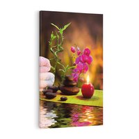 Obraz na płótnie 70x100 - Światło Świecących Kwiatów w Spa - spa, świaca