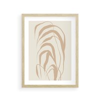 Plakat w ramie 30x40 - Formy Nowoczesności - minimalistyczny plakat, liście palmy - rama drewno
