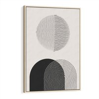 Obraz w ramie 50x70 - Przenikająca Rzeczywistość - abstrakcyjna kompozycja, okręgi i półokręgi - rama drewno