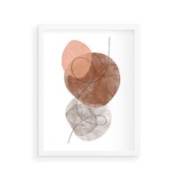 Plakat w ramie 30x40 - Brązowe Akwarelowe Zawirowania - abstrakcja, brązowe akwarelowe plamy - rama biała