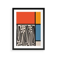 Plakat w ramie 30x40 - Podróżne Wibracje Serca - abstrakcyjny obraz, proste linie - rama czarna