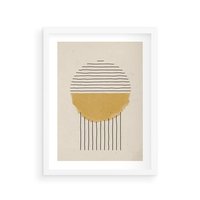 Plakat w ramie 30x40 - Podróżne Kreski - akwarelowa plama, geometryczne szkicowane kształty - rama biała