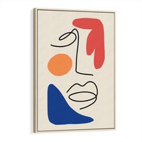 Obraz w ramie 80x120 - Rozbijające Granice Kształtów - abstrakcyjny obraz, przypomina twarz - rama drewno