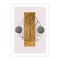 Plakat bez ramy 50x70 - Minimalistyczna Monstera: Złoty Prostokąt - liść monstery, minimalizm