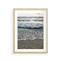 Plakat w ramie 40x50 - Spokojna Plaża - plaża, żwirek - rama drewno