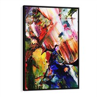 Obraz w ramie 50x70 - Szalejące ognie kolorów - abstrakcja, farby olejne - rama czarna