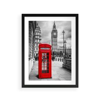 Plakat w ramie 30x40 - Budka telefoniczna w Londynie - budka, Londyn - rama czarna