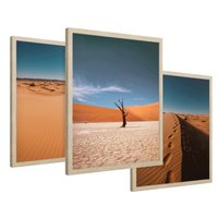 Zestaw obrazy w ramie 40x50 galeria - Pustynia, tryptyk, plakaty - rama drewno
