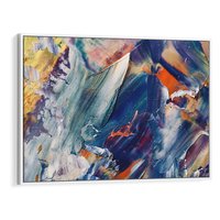 Obraz w ramie 70x50 - Rytmy ukrytych pragnień - chaos i abstrakcja, plamy koloru - rama biała