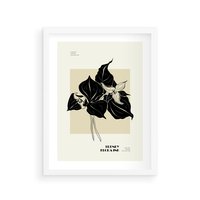 Plakat w ramie 30x40 - Ekspresja w szkicowanych kształtach - kwiaty, typografia - rama biała