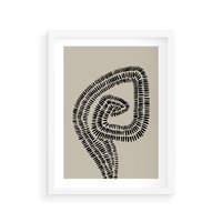 Plakat w ramie 30x40 - Nowoczesne Spektrum Wyobraźni - boho plakat, czarne kropki kreski - rama biała