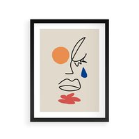 Plakat w ramie 50x70 - Impresje Plam - abstrakcyjny obraz, przypomina twarz - rama czarna