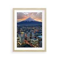 Plakat w ramie 40x50 - Miasto na Górnym Horyzoncie - miasto, góry - rama drewno