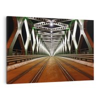 Obraz na płótnie 120x80 - Most kolejowy w nocy - most, kolej