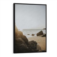 Obraz w ramie 70x100 - Magia Wieczornego Spokoju - plaża, zachód - rama czarna