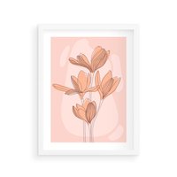 Plakat w ramie 30x40 - Przenikające Kształty - minimalistyczny plakat, pudrowe kwiaty - rama biała