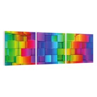 Obraz na płótnie 120x40 - Mozaika Abstrakcji: Trójwymiarowe Kompozycje - abstrakcja, 3d