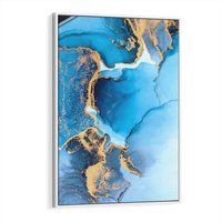 Obraz w ramie 80x120 - Elegancja i Wyrafinowanie - marmur, złoto - rama biała