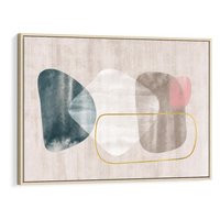 Obraz w ramie 100x70 - Minimalistyczne Plamy Farby - pastelowe geometryczne plamy, akwarela - rama drewno