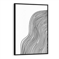 Obraz w ramie 50x70 - Refrakcje Przestrzeni - mnimalistyczna forma, czarne linie - rama czarna