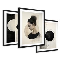 Zestaw obrazy w ramie 30x40 galeria - nowoczesny, loft, abstrakcja - rama czarna