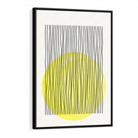 Obraz w ramie 70x100 - Ciepłe Przenikanie - geometria, żółte koło - rama czarna