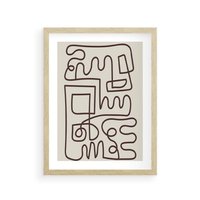 Plakat w ramie 30x40 - Etniczna Abstrakcja - nowoczesna boho grafika, abstrakcja - rama drewno