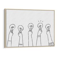 Obraz w ramie 70x50 - Idea w Rękach - szkic, grafika - rama drewno
