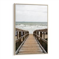 Obraz w ramie 80x120 - Morze i drewniany pomost - morze, pomost - rama drewno