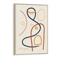 Obraz w ramie 80x120 - Mgnienie Oka - abstrakcja w stylu picasso, beżowe tło - rama drewno