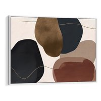 Obraz w ramie 100x70 - Wibracje uczuć i emocji - nieregularne plamy, czarny - rama biała