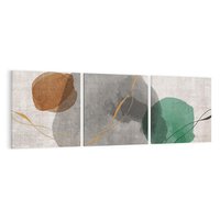 Obraz na płótnie 150x50 - Delikatne Plamy - akwarelowe plamy, złote linie