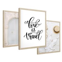 Zestaw obrazy w ramie 40x50 galeria - Podróże, wakacje, typografia, Włochy - rama drewno